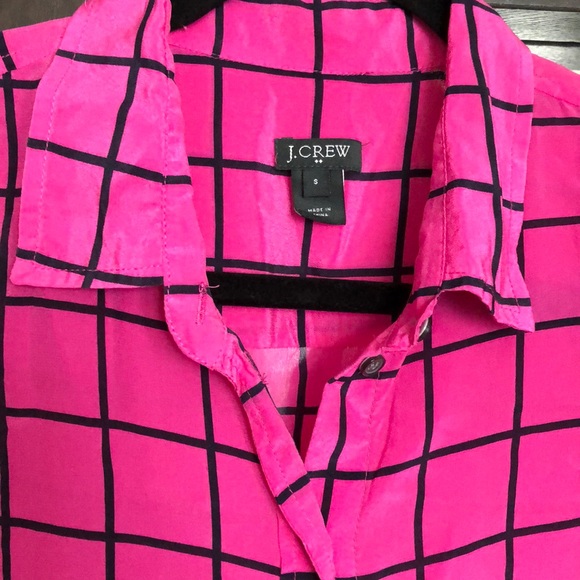 Fuchsia Grid Print Blouse - Picture 3 of 4